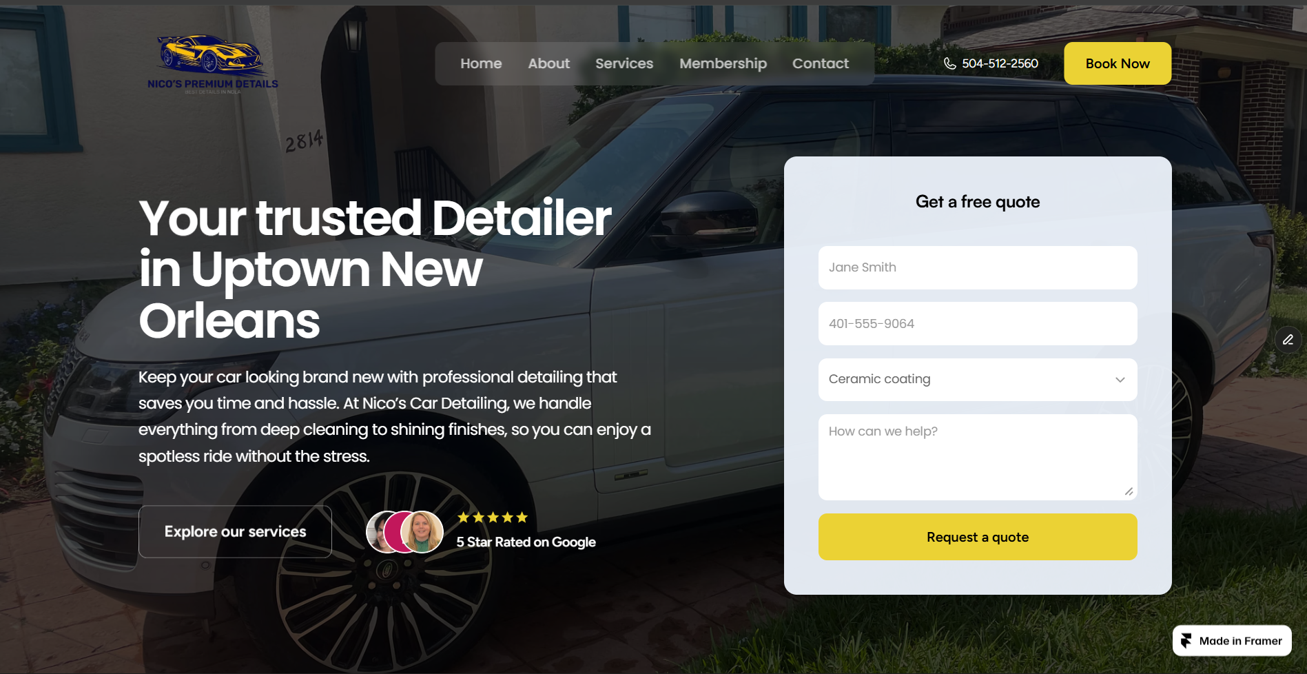 Recent client project website